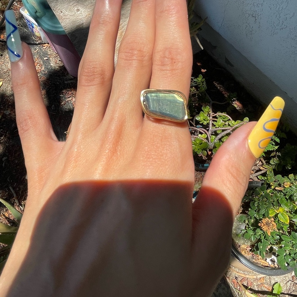 Handmade Gold Wire Wrapped Labradorite Ring From Kamakura, Japan